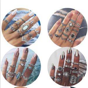 FUNRUN JEWELRY 61 PCS Knuckle Ring Set for Women